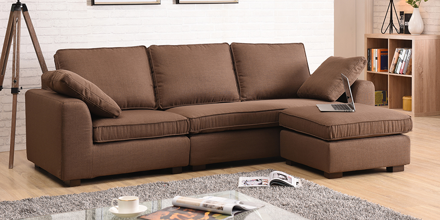 Thomas Fabric Sofa 3Seater With Ottoman